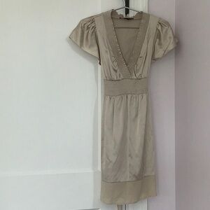 BCBGMaxAzria Cream Midi Dress with Timeless Elegance